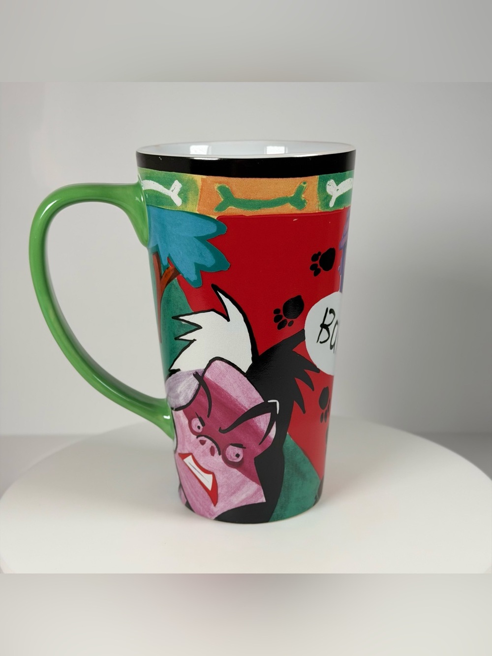 Disney Store 101 Dalmatians Cruella De Vil Tall Ceramic Coffee Mug Latte Cup